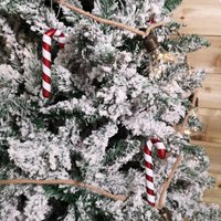 Set of Glass Stripe Candy Cane Christmas Tree Decorations - White & Red
