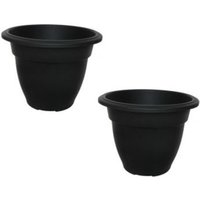 38cm Black Round Bell Plant Pot Flower Planter Plastic Garden Pot - Black / 2