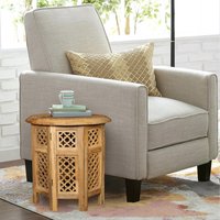 Round Carved Wooden Coffee Bedside End Table - Gold / 38cm