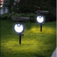 Extrastar LED Solar Wall Lamp outdoor Garden Spike Floodlight PIR Sensor - Cool WHite / 2
