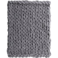 Dark Grey Chunky Knit Throw Blanket - Dark Grey