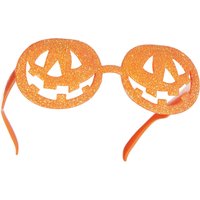 Halloween Novelty Glasses With Glittery Pumpkins - Orange