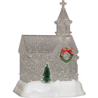 Light up Christmas Church with Swirling Glitter and LEDs - Clear