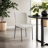 Dining Chair Tessa - Ergonomic, High Backrest - Woven Fabric Off White & Black / 4