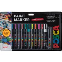 Pack of 12 POSCA Metallic and Neon Chalk Markers - Multicolour