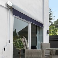 Electric Patio Awning Full Cassette 2.5m Canopy - Plain Dark Blue
