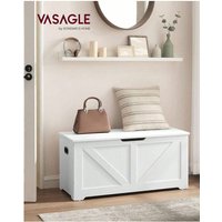 VASAGLE Storage Bench with Safety Hinges and A Lid - White
