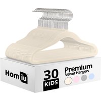 30 Pack Velvet Kids Hangers, Non-Slip Baby Clothes Hangers - Cream