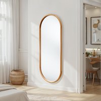 Solid Oak Oval Full Length Mirror - Oak