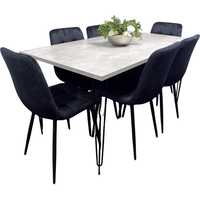 Kosy Koala Iron Stone Grey Dining Table Set with 6 Chairs - Black