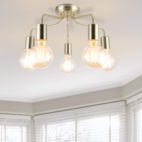 COSYLYTE Fraser 5 Light Ceiling Flush Light - Brass