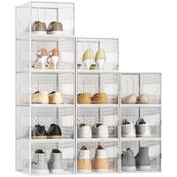 12 Pack Plastic Shoe Storage Boxes - White