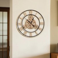 75CM Retro Non-Ticking Gear Wall Clock - Gold