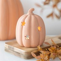 Autumn Glow Terracotta Pumpkin Tealight Holder - Brown