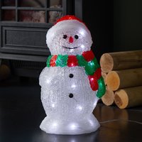 Light up Acrylic Christmas Snowman in Red and Green Scarf - Red