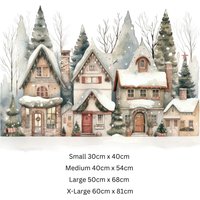 Rustic Christmas Village Window Film - Sage Green / 60cm