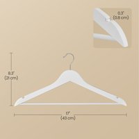 Solid Birch Wood Coat Hangers with 360 Swivel Hooks - White