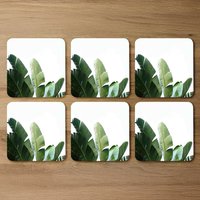 Banana Leaves Coaster Set - Green
