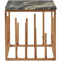 Tula Rose Gold Finish Square Side Table - Gold