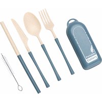 Wheat Straw Eco Reusable Portable Folding Cutlery Set - Blue