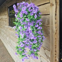 Morning Glory Trailing Flowers with Rattan Wicker Hanging Baskets - Purple