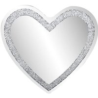 Heart Shape Gatsby Crushed Diamond Crystal Wall Mirror - Silver