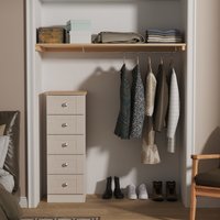 Sussex Fully Assembled 5 Drawer Bedside Cabinet - Kashmir Ash & Bardolino Oak