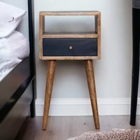 Solid Wood Mini Hand Painted Bedside - Brown and Blue