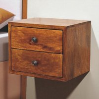 Solid Wood Solis 2-Drawer Chestnut Wall Mounted Nightstand - Chestnut