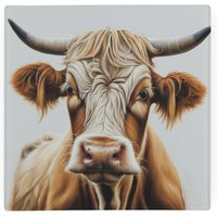 Highland Cow Glass Hot Pot Stand - Heat Resistant Non-Slip Trivet - Brown