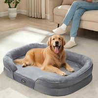 The Bazaarist Orthopaedic Dog Sofa Bed with Egg Crate Foam, Waterproof Liner, Light Grey - Light Grey