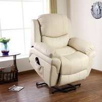 Madison Elecrtic Rise Recliner Leather Armchair - Cream