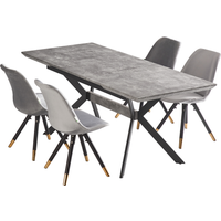 Sofia Blaze LUX Dining Set with an Extendable Table and Set of 4 Chairs - Light Grey