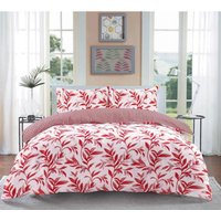 Watercolour Leaves Duvet Cover Set - Red / King