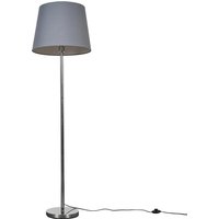 Modern Polished Chrome Metal Standard Floor Lamp With Grey Shade - Silver