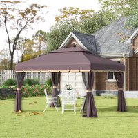 Outsunny Gazebo Canopy Garden Shelter - Coffee