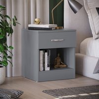 Riano 1 Drawer Bedside Table Chest Nightstand - Grey
