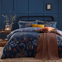 Forest Fauna Woodland Duvet Cover Set - Navy / Single