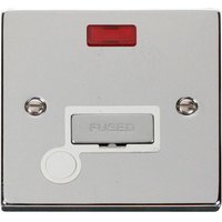 Polished Chrome 13A Fused Ingot Connection Unit With Neon With Flex - White