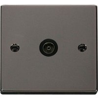 Black Nickel 1 Gang Single Coaxial TV Socket - Black Nickel