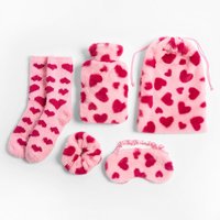 Cosy Fleece Gift Set Christmas Winter Hot Water Bottle 5PC - Pink / 0.75l