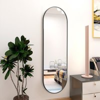 Oval Metal Full Length Mirror for Walls - Black