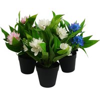 Artificial Flowering Floral Freesia House Pot Plants Ready to Display - Freesia Pink White Blue