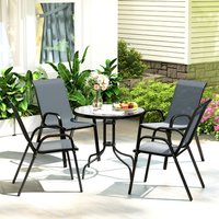 Outsunny Garden Furniture Set with Stackable Chairs - Dark Grey
