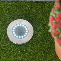 Set of 6 Cool White Decking Solar Lights - Silver