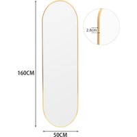 Livingandhome Oval Metal Full Length Wall Mirror 160cm - Gold