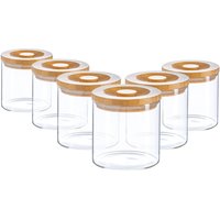 Scandi Storage Jar with Wooden Lid - Clear / 0.55l / 6