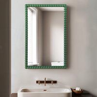 Lecco Wooden Wall Mirror with Beaded Frame - Green