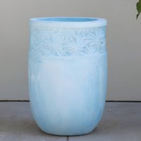 Tall Round Concrete Spargi Planter - Green / 36l