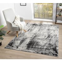 Obsidian Modern Low Pile Area Rug - Oblique Abstract Design Grey Rug - Grey / 290cm